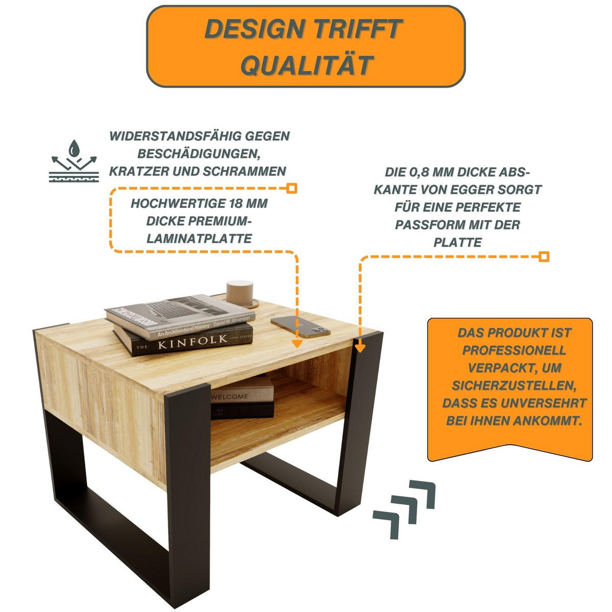 COUCHTISCH Karo65 65/45/53,6 - Alteiche/Schwarz, Holzwerkstoff (53/65/45cm) - RAUMHIRSCH FURNITURE