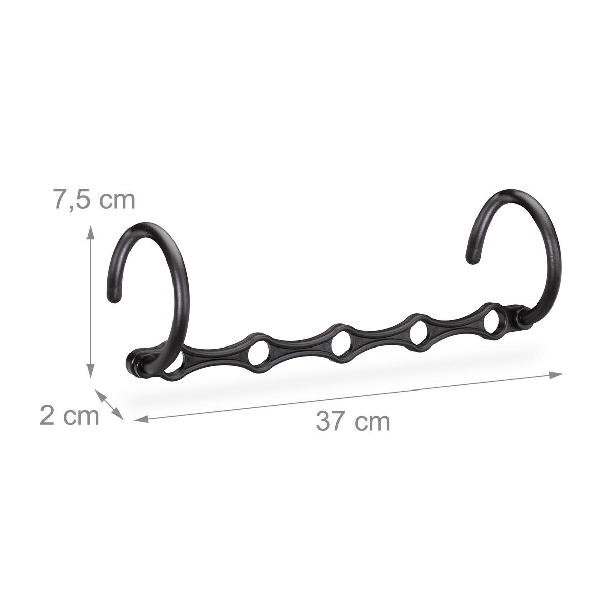 10XÚSPORNÉ vešiaky - čierna, plast (2cm) - Relaxdays