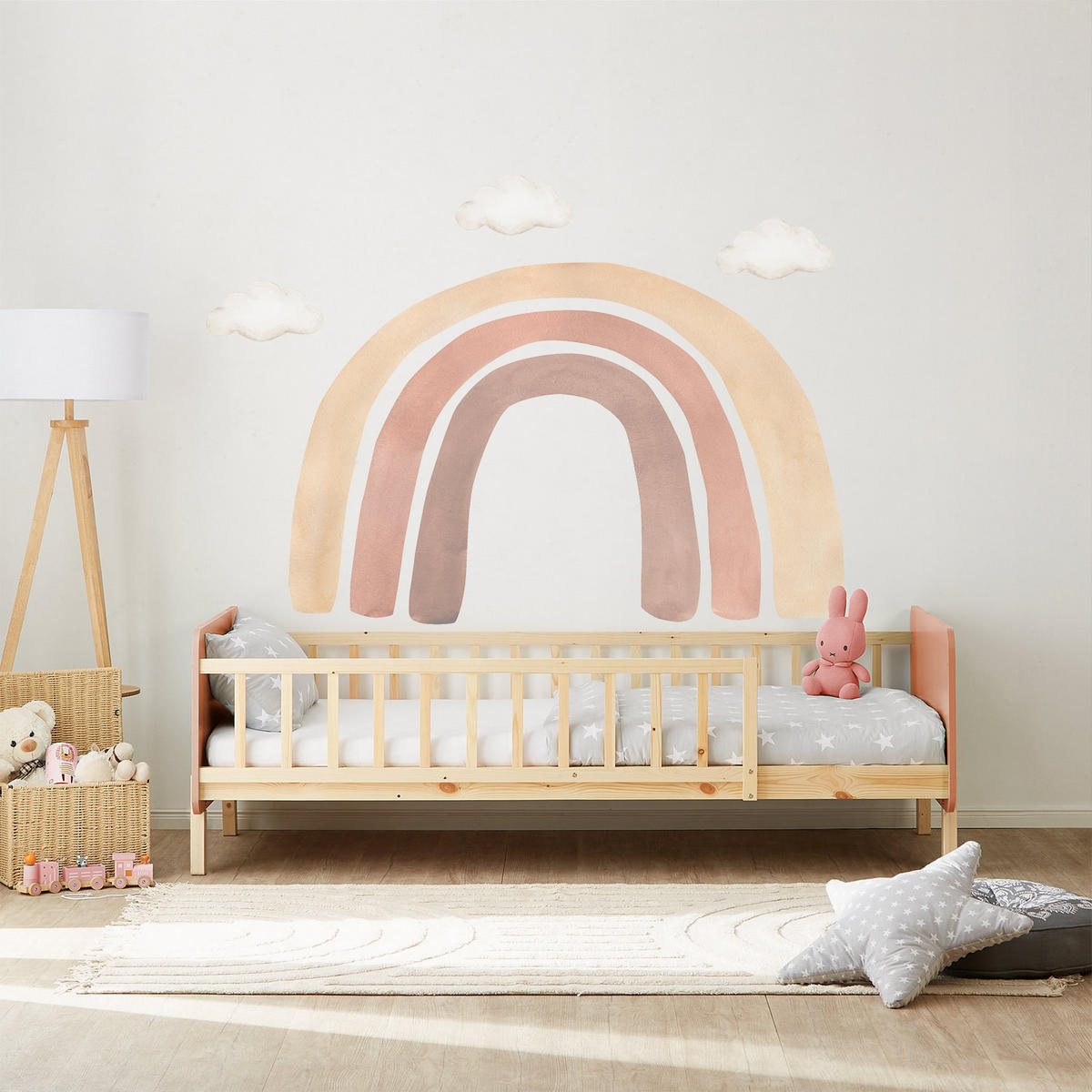 KINDERBETT altrosa 90/200 Lattenrost Matratze Rausfallschutz - Altrosa, Holz (100/67/208cm) - Homestyle4u