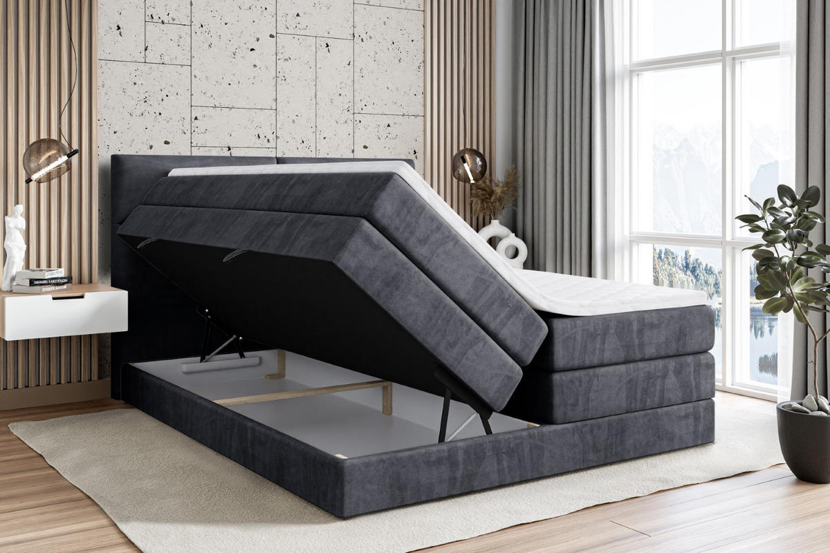 BOXSPRINGBETT BOXI3 KING - 140x200 - H3/H4 - Dunkelgrau - Dunkelgrau, Holzwerkstoff (140/200cm) - ALTDECOR