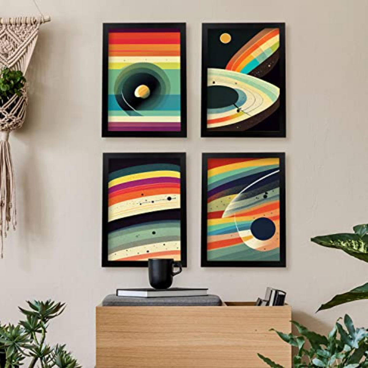 POSTER Set mit 4 Abstrakt Kurve Moderne Galaxien A4 Rahmenlos - Klar, Papier (29.7/3cm) - Nacnic
