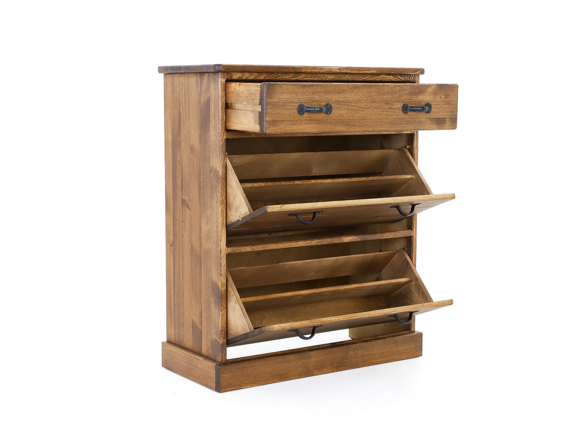 SCHUHSCHRANK aus Massivholz Rustyk 2 - Dunkelbraun, Holz (88/106.5/40cm) - Seart