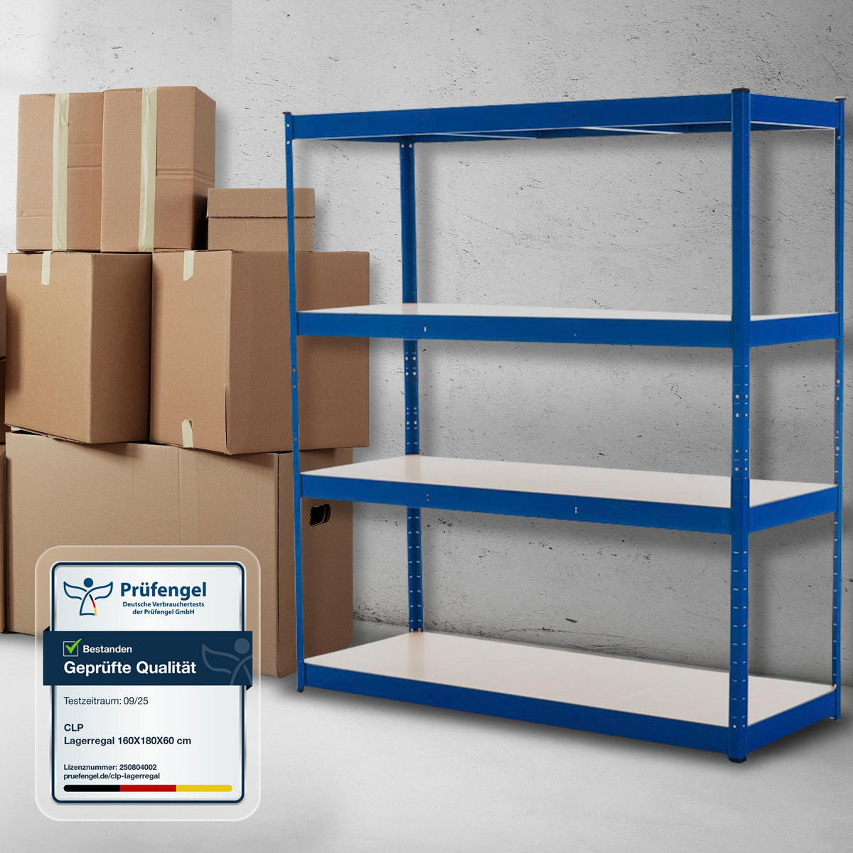LAGERREGAL 160/60 cm Metall Blau - Blau, Metall (160/180/60cm) - CLP