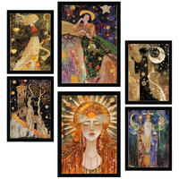 POSTER Set Mit 6 Tarocchi Arcani Cartomanzia A3 & A4 Schwarzer Rahmen - Schwarz, Papier (29/3cm) - Nacnic