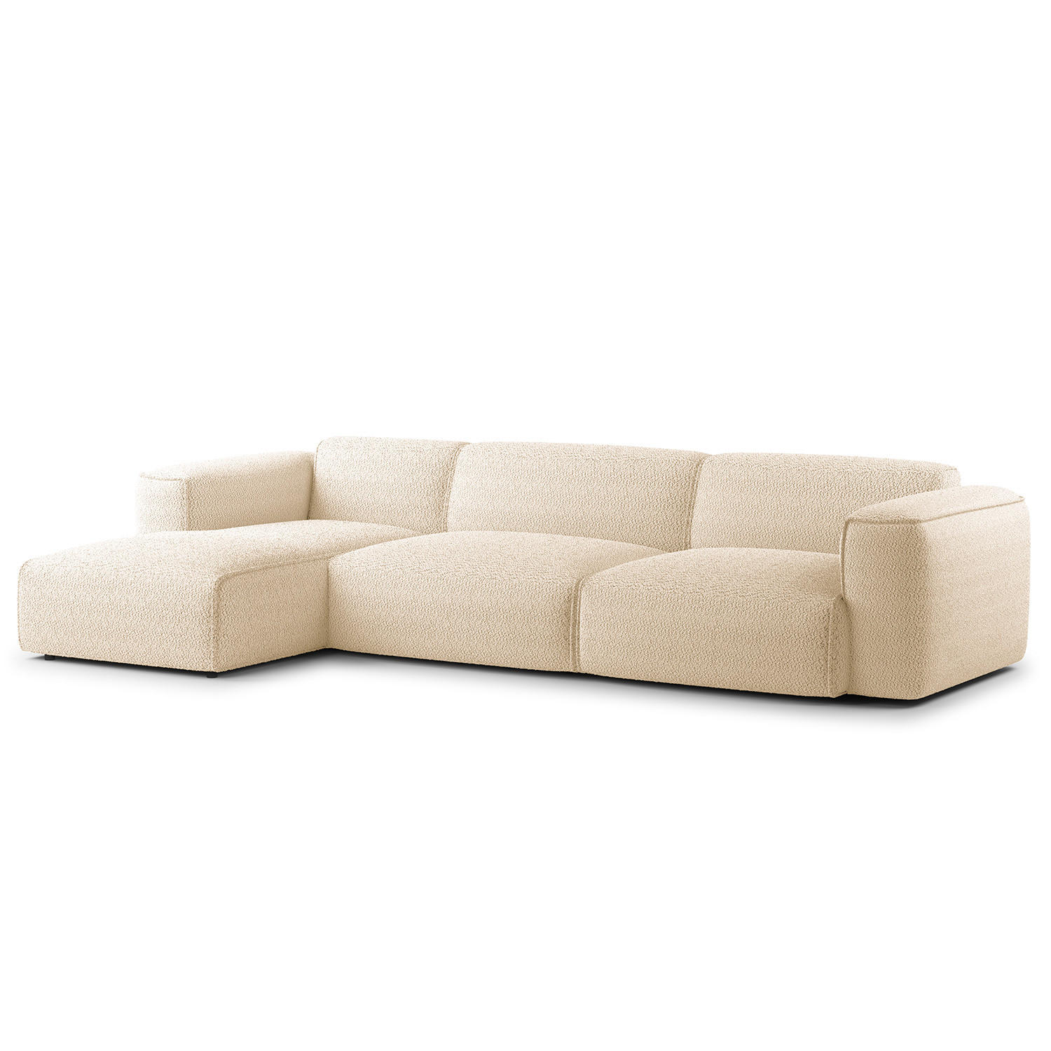 3-SITZER ECKSOFA mit Longchair - Beige/Schwarz, Kunststoff/Textil (317/173cm) - home24