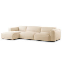 3-SITZER ECKSOFA mit Longchair - Beige/Schwarz, Kunststoff/Textil (317/173cm) - home24