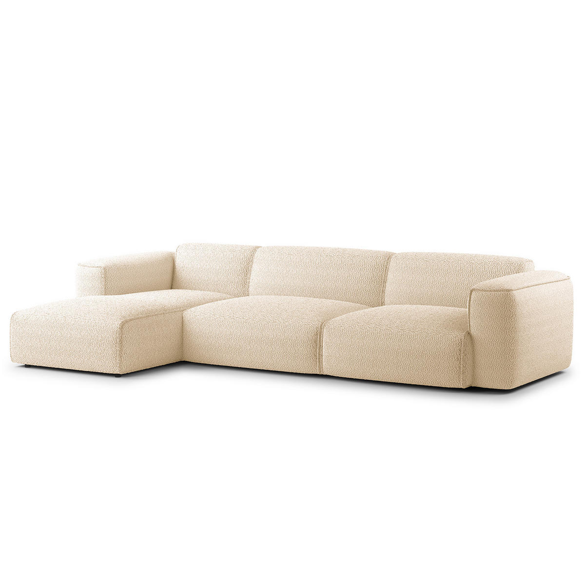 3-SITZER ECKSOFA mit Longchair - Beige/Schwarz, Kunststoff/Textil (317/173cm) - home24