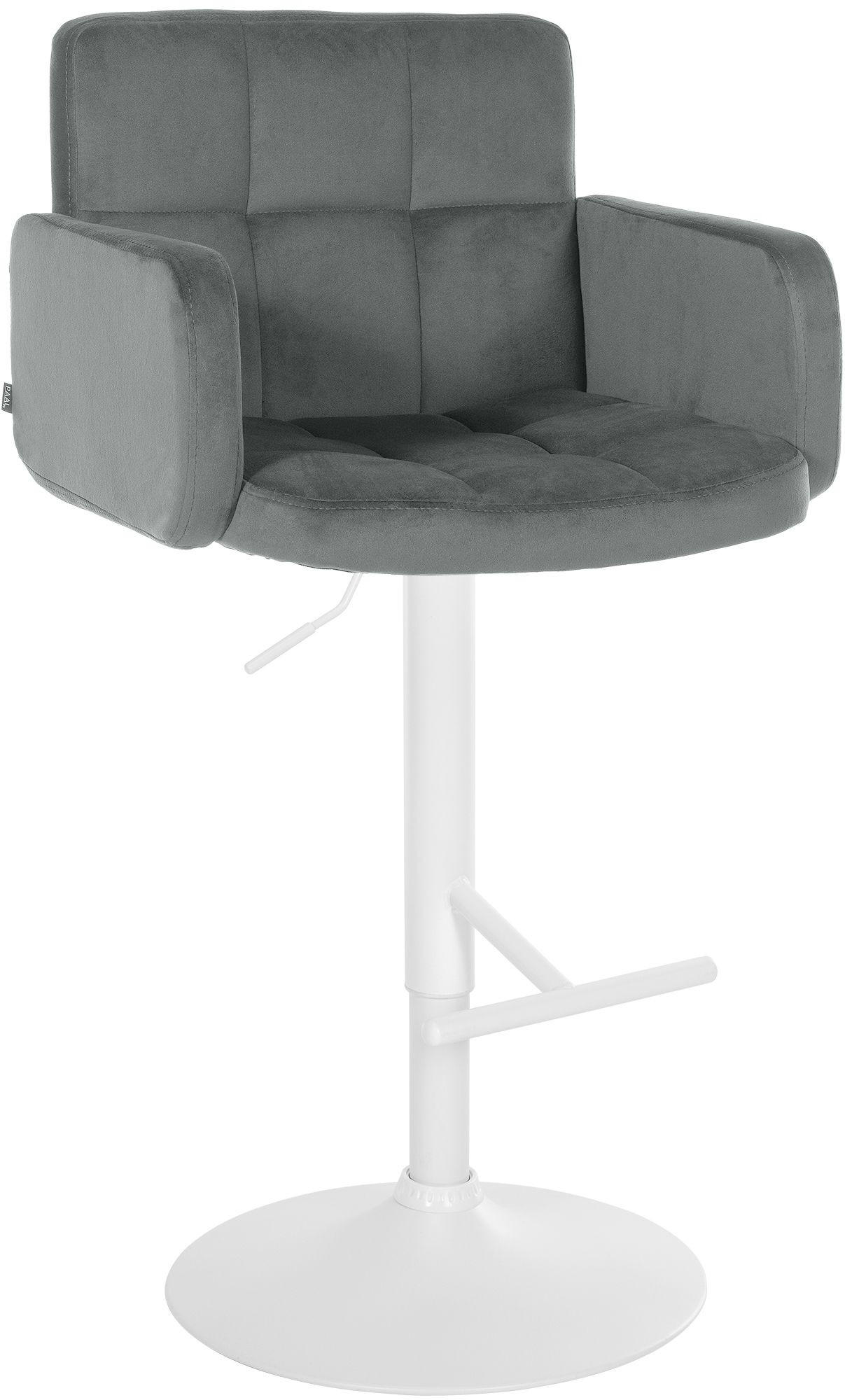 BARHOCKER Samt grau - Weiß/Grau, Textil/Metall (60/93/56cm) - CLP