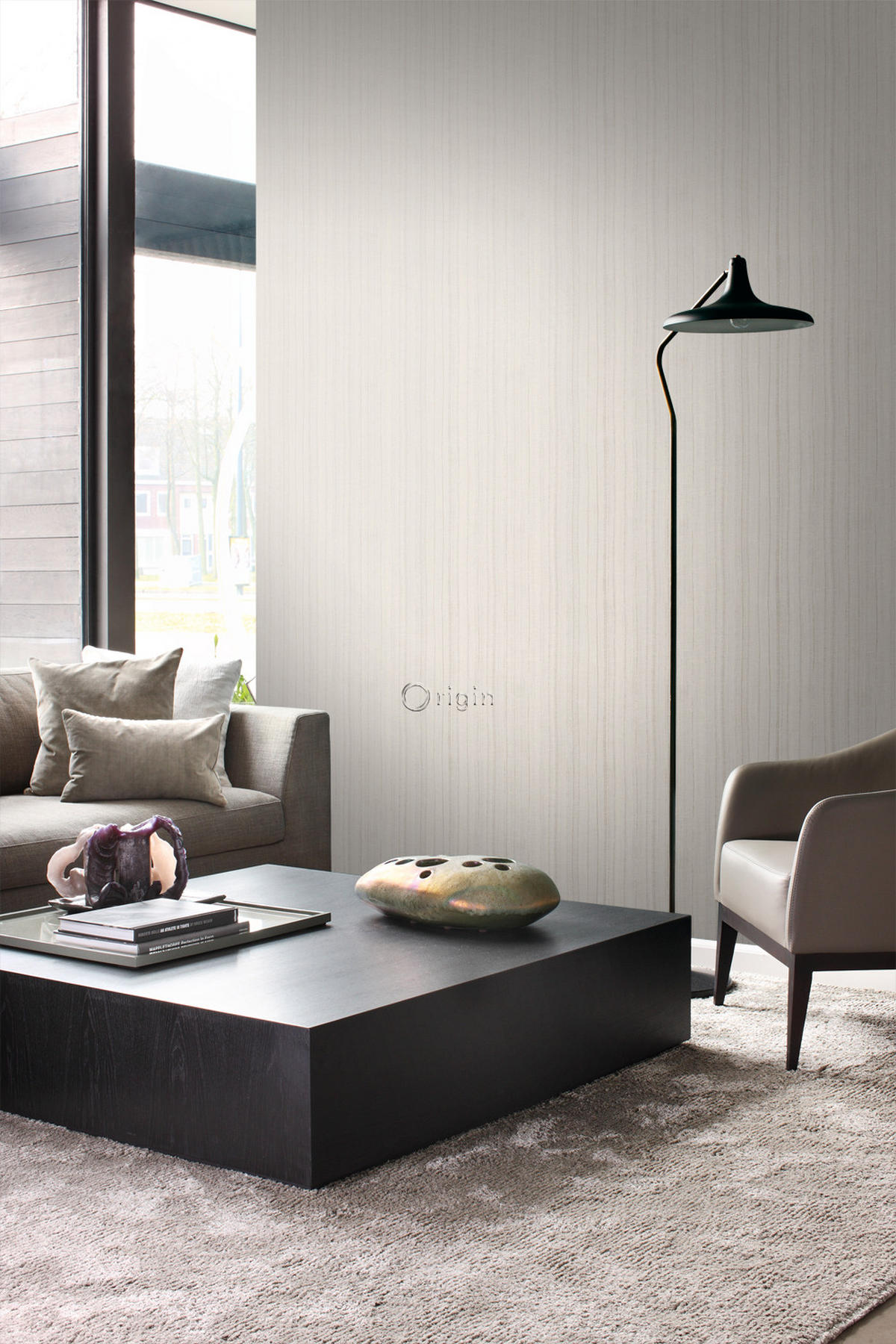 TAPETE feine unregelmäßige Streifen mit Sandstruktur 53 cm x 10.05 m - Beige, Papier (53/1000cm) - Origin Wallcoverings