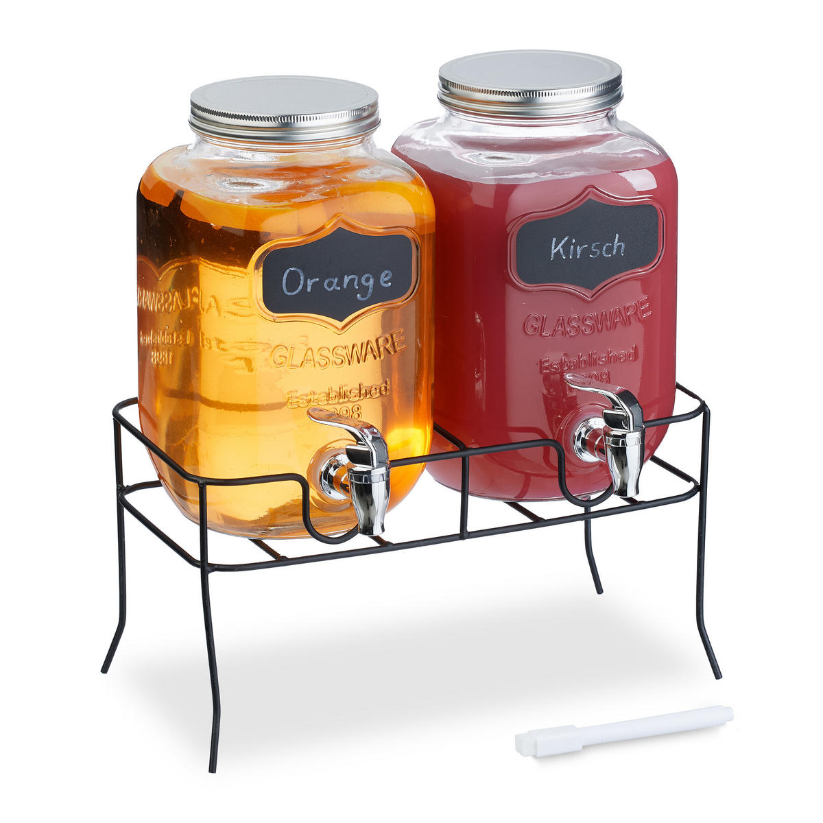 GETRÄNKESPENDER - Transparent, Glas/Kunststoff (4L) - Relaxdays