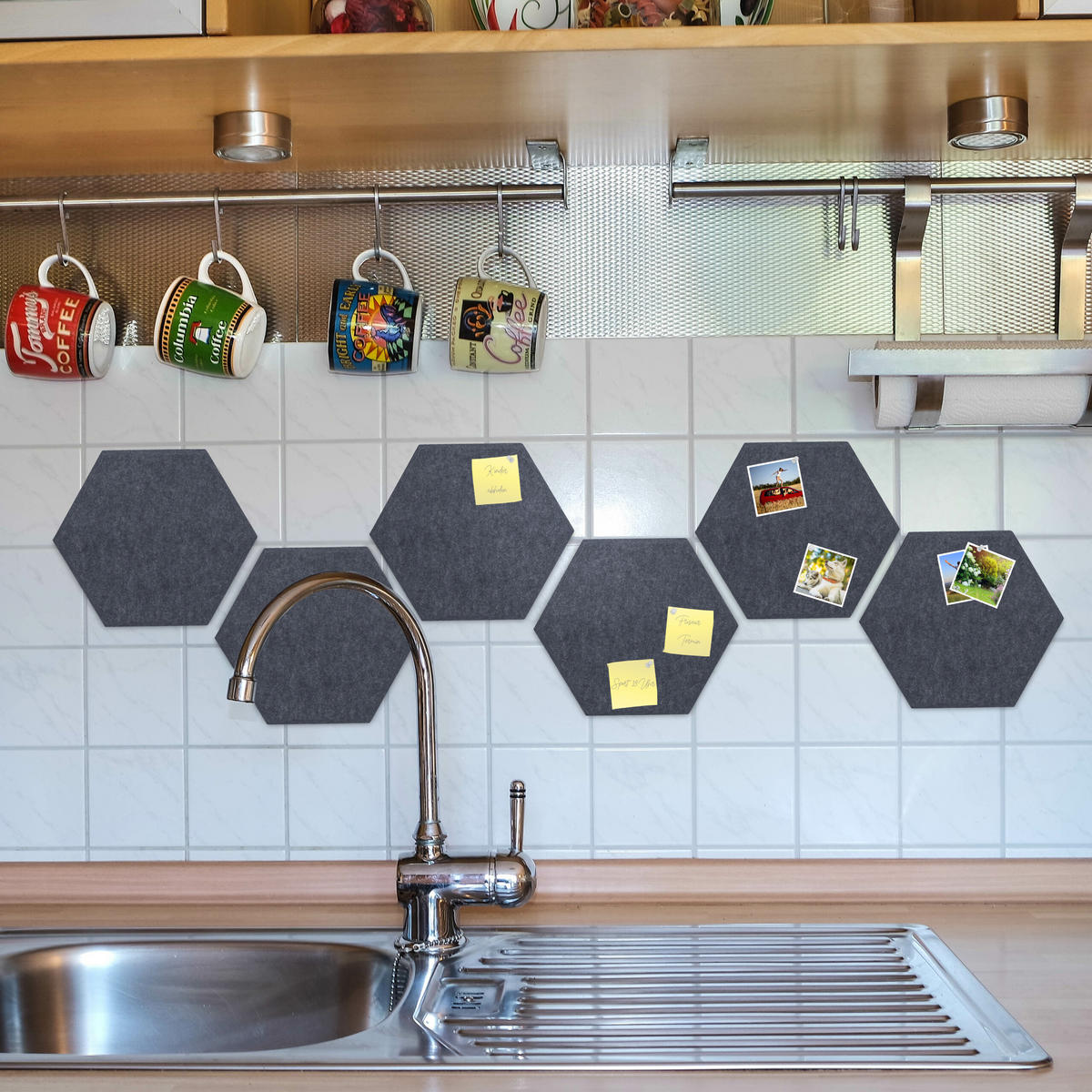 6XFILZPINNWAND - Grau, Textil (30/26/0.9cm) - Relaxdays