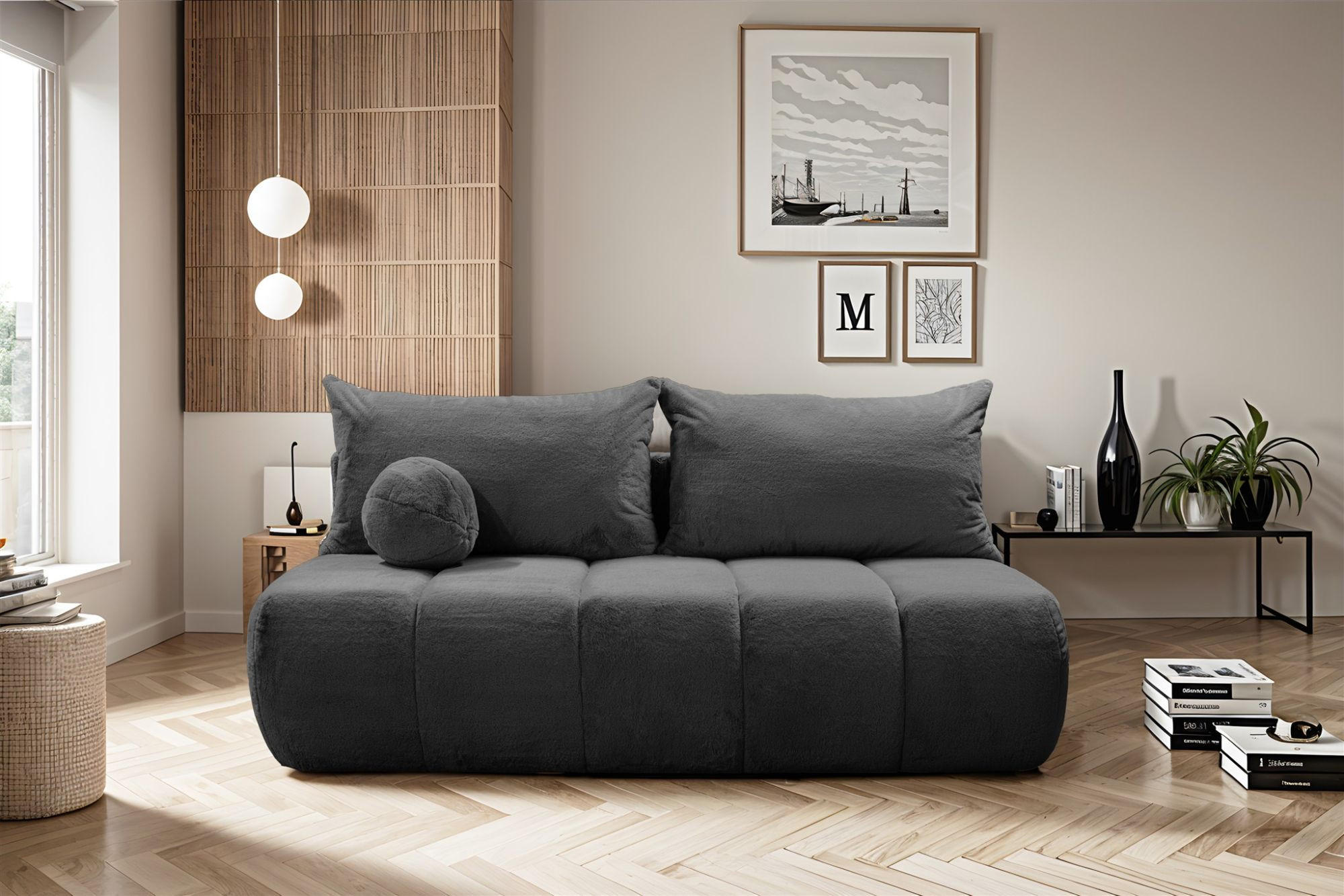 SCHLAFSOFA Anzia - Anthrazit, Holzwerkstoff/Textil (205/97/85cm) - Fun Möbel