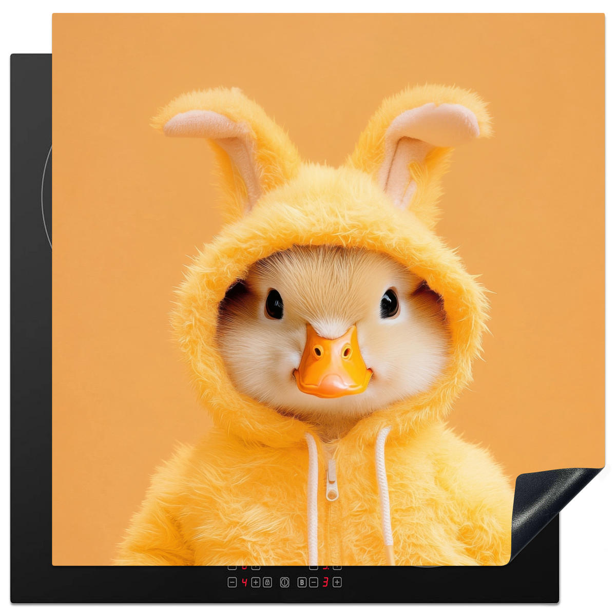 HERDABDECKPLATTE Osterhase - Kostüm - Ente Induktionsmatte 78x78 cm - Gelb, Kunststoff (78/78/0.2cm) - MuchoWow