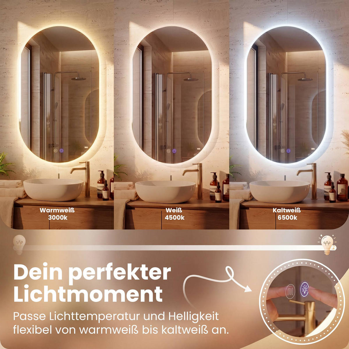 BADEZIMMERSPIEGEL flach 50/3/80 cm Glas Klarglas - Klar, Glas (50/80/3cm) - CLP