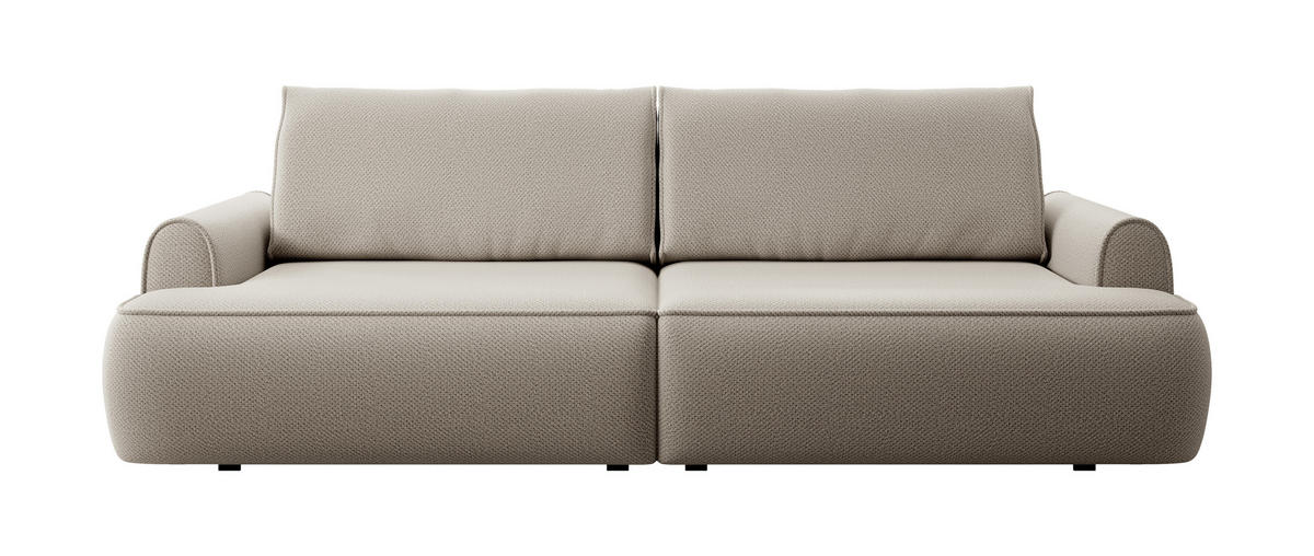 BETTSOFA MARE Beige Plüsch-Stoff mit Schlaffunktion - Beige, Textil (102/85/250cm) - MASSENO