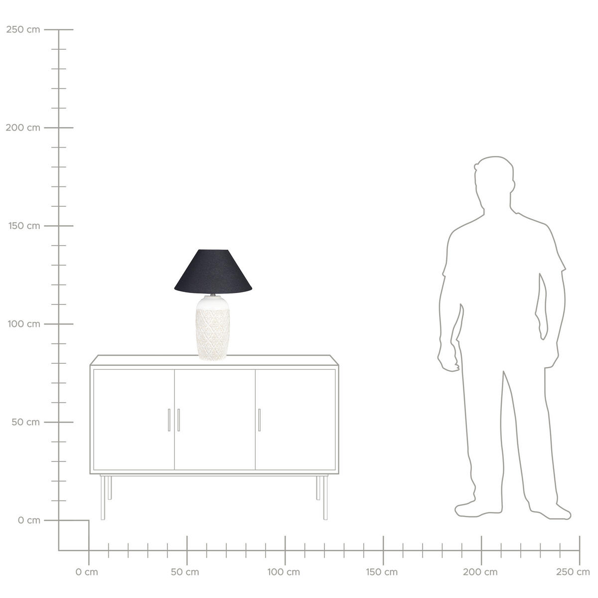 TISCHLAMPE Telire 40/40/56 cm - Beige, Keramik (40/40/56cm) - Beliani