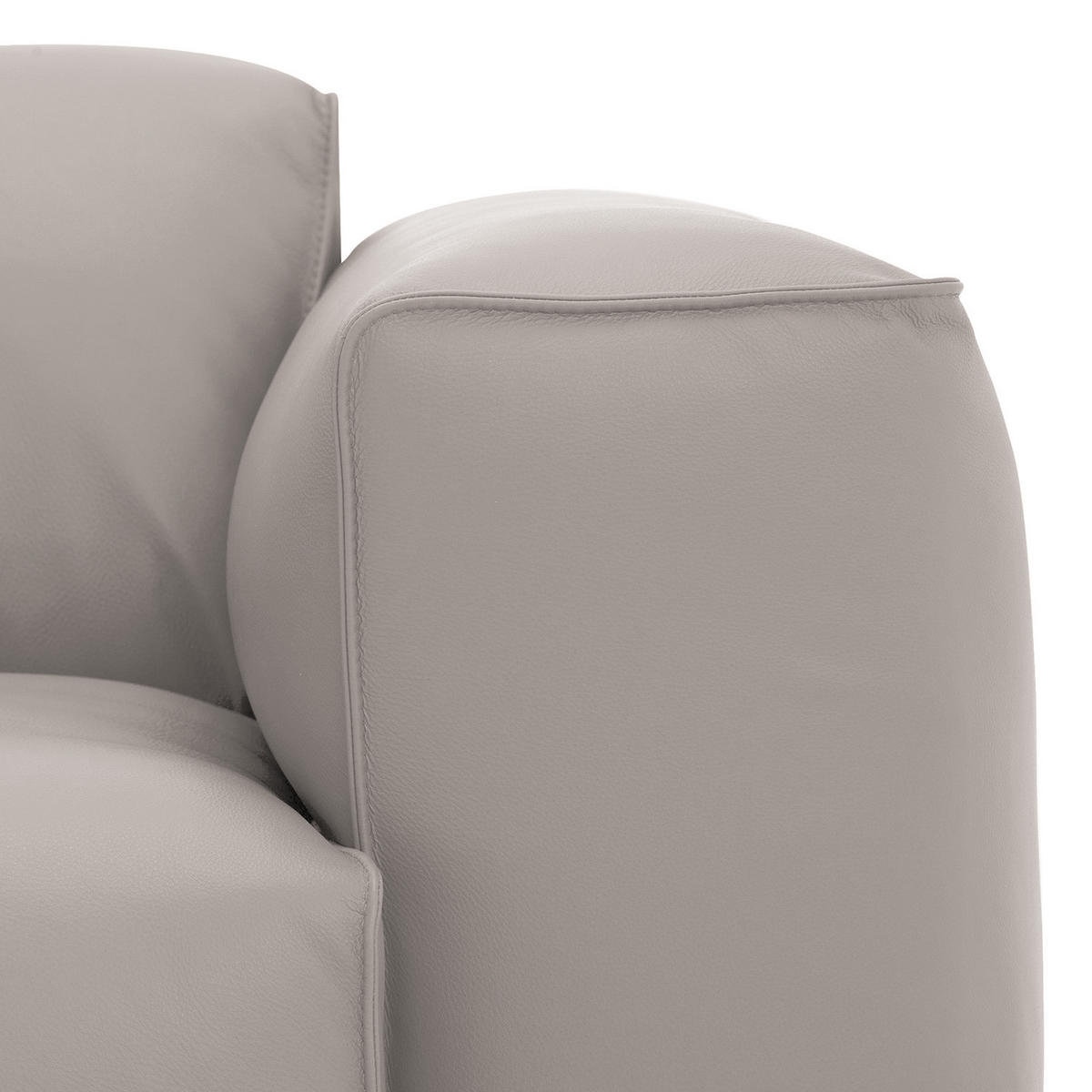 ECKSOFA mit Chaiselongue - Hellgrau/Schwarz, Leder/Kunststoff (290/173cm) - home24