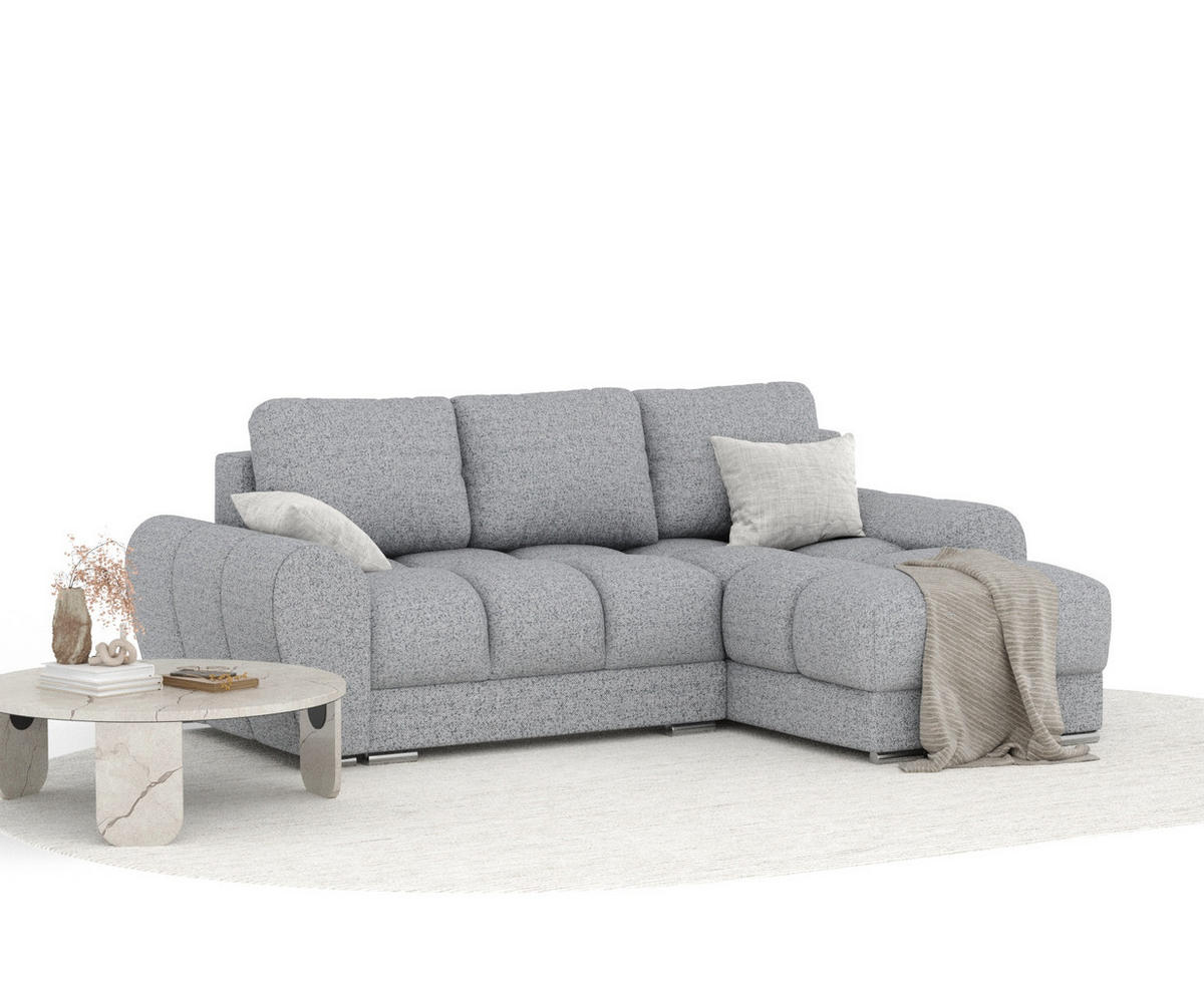 ECKSOFA MIT SCHLAFFUNKTION Peebles Grau Webstoff - Chromfarben/Grau, Holz/Holzwerkstoff (256/175cm) - Maison de Reve