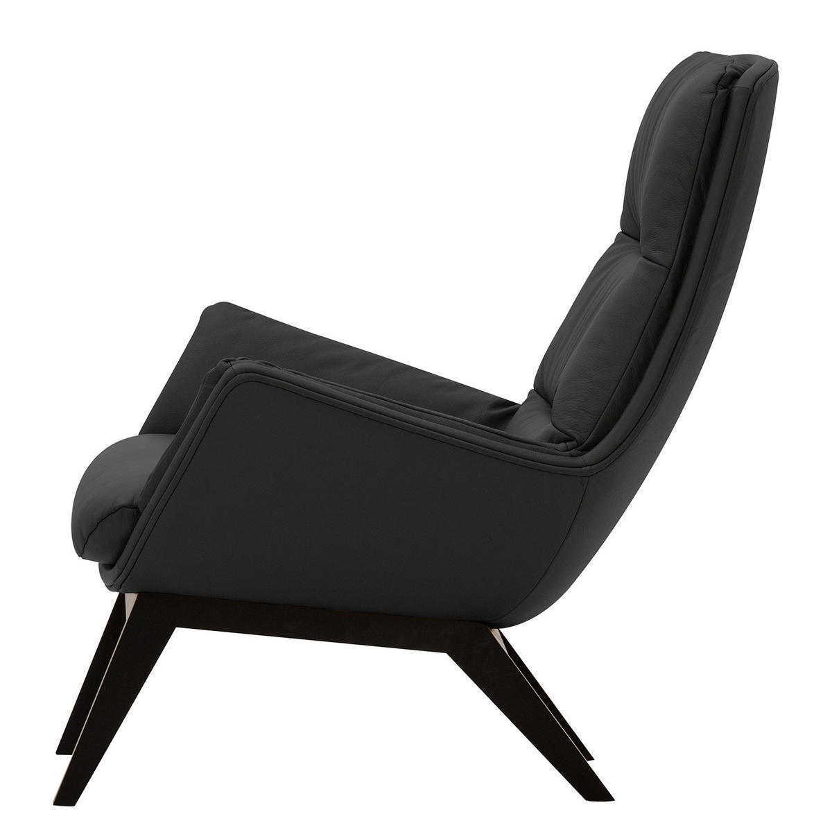 SESSEL mit Holzfüßen - Schwarz/Grau, Leder/Eichenholz (83/95/97cm) - home24