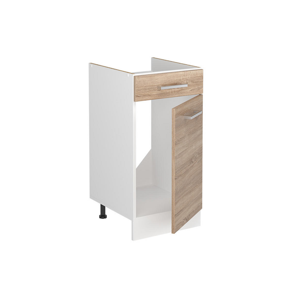 SPÜLENUNTERSCHRANK R-Line, Sonoma/Weiß, 40 cm Arbeitsplatte Anthrazit - Weiß/Sonoma Eiche, Holzwerkstoff (40/81.6/60cm) - Vicco