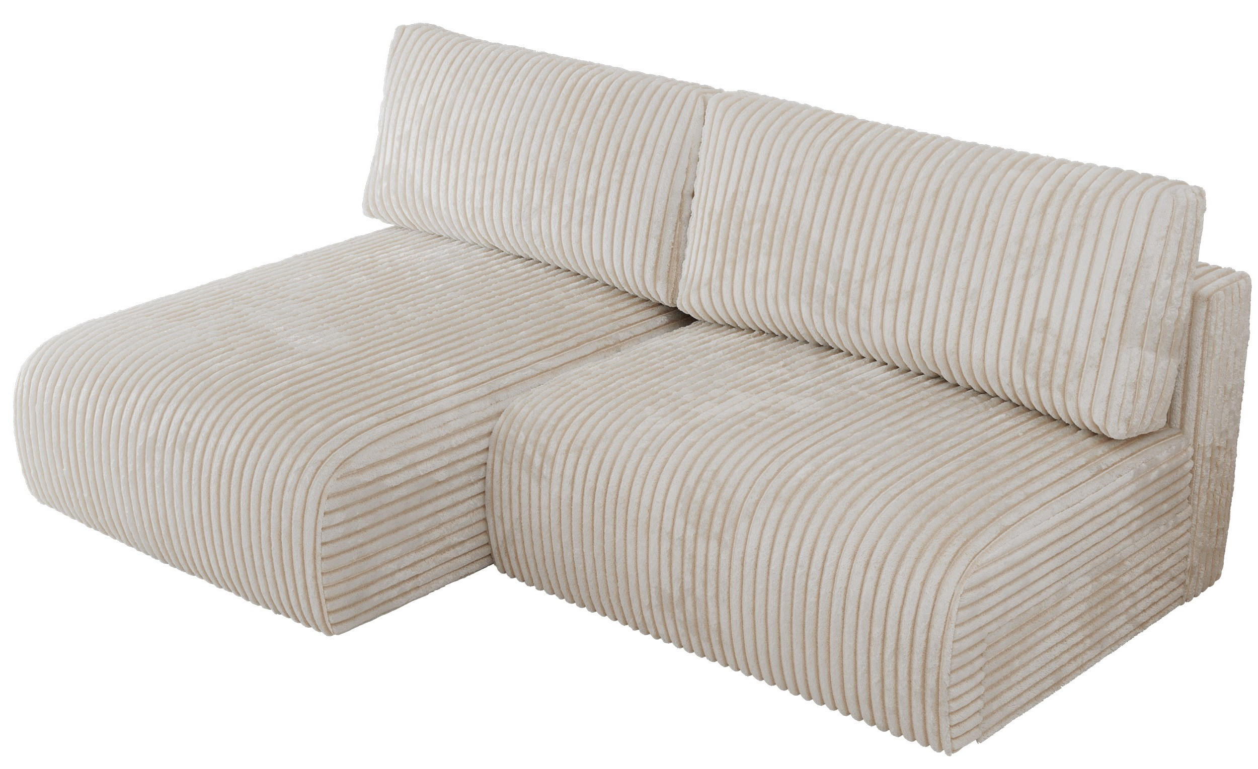 ECKSCHLAFSOFA VIVO L Creme Cord - links - Creme/Schwarz, Kunststoff/Textil (223/150cm) - MKS
