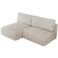 ECKSCHLAFSOFA VIVO L Creme Cord - links - Creme/Schwarz, Kunststoff/Textil (223/150cm) - MKS