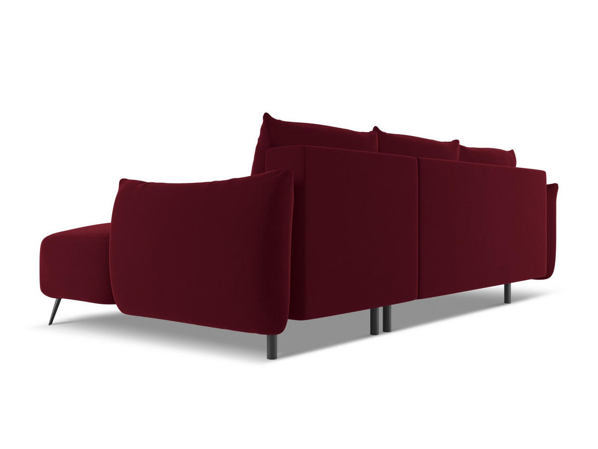 ECKSOFA mit Schlaffunktion Samt Stoff Rot - Bordeaux/Rot, Textil/Metall (242/162cm) - Makamii