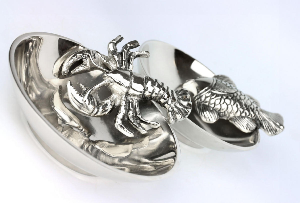 SCHALE Ocean 2er-Set - Silberfarben, Metall (16cm) - FURNARO