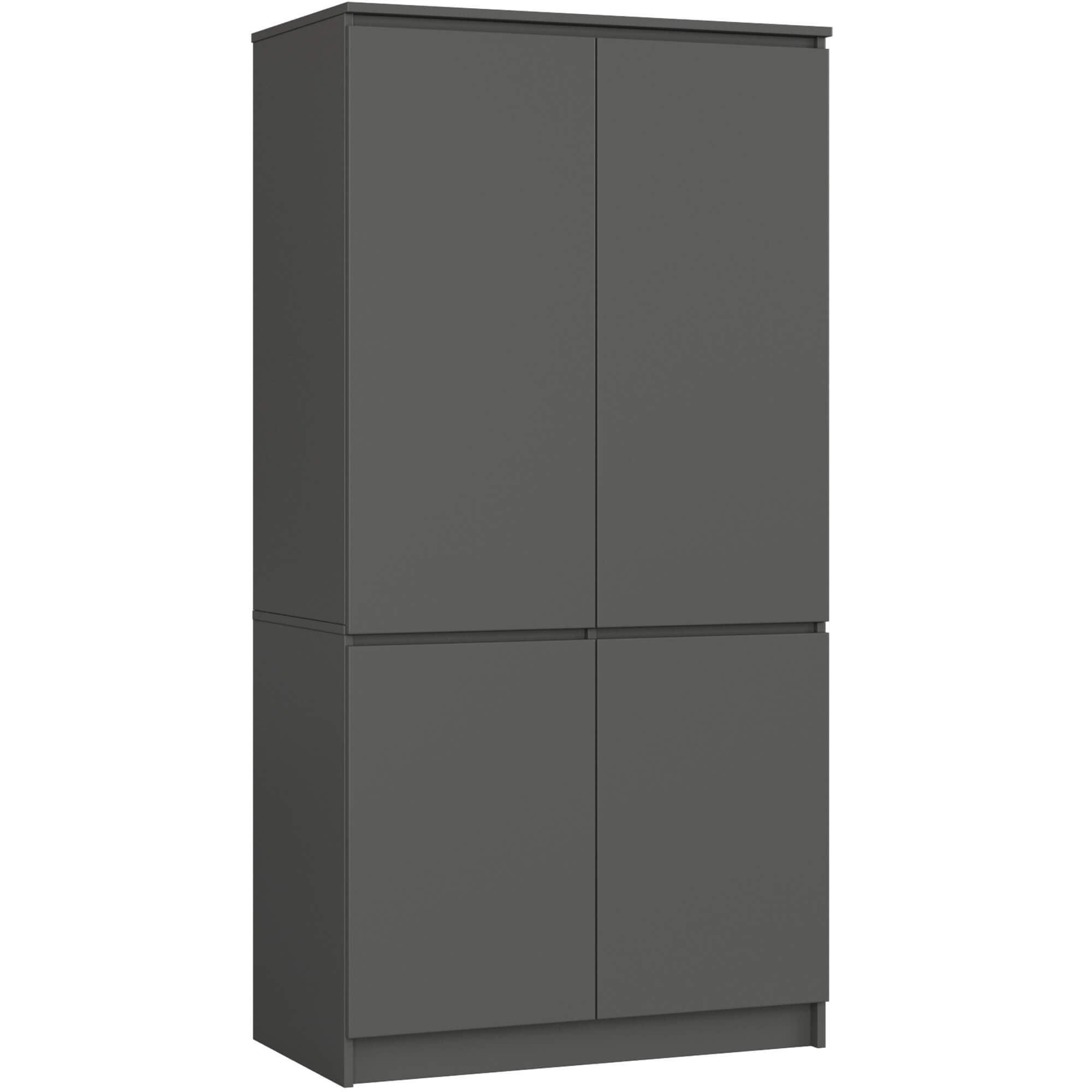KLEIDERSCHRANK S90 4D, Grau, 90x51x180 cm - Grau, Holz (51/180/90cm) - Milordbikes