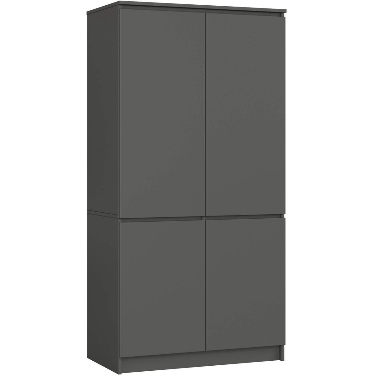 KLEIDERSCHRANK S90 4D, Grau, 90x51x180 cm - Grau, Holz (51/180/90cm) - Milordbikes