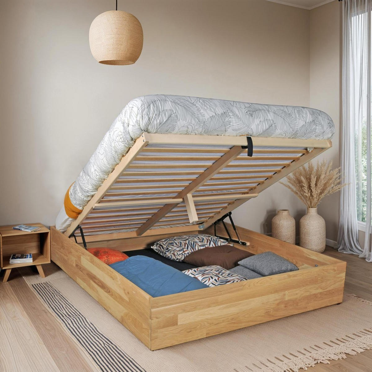 MASSIVHOLZBETT mit Bettkasten/ 180x200cm BEN- Eiche geölt - Eichefarben, Holz (180/200cm) - Weber Industries