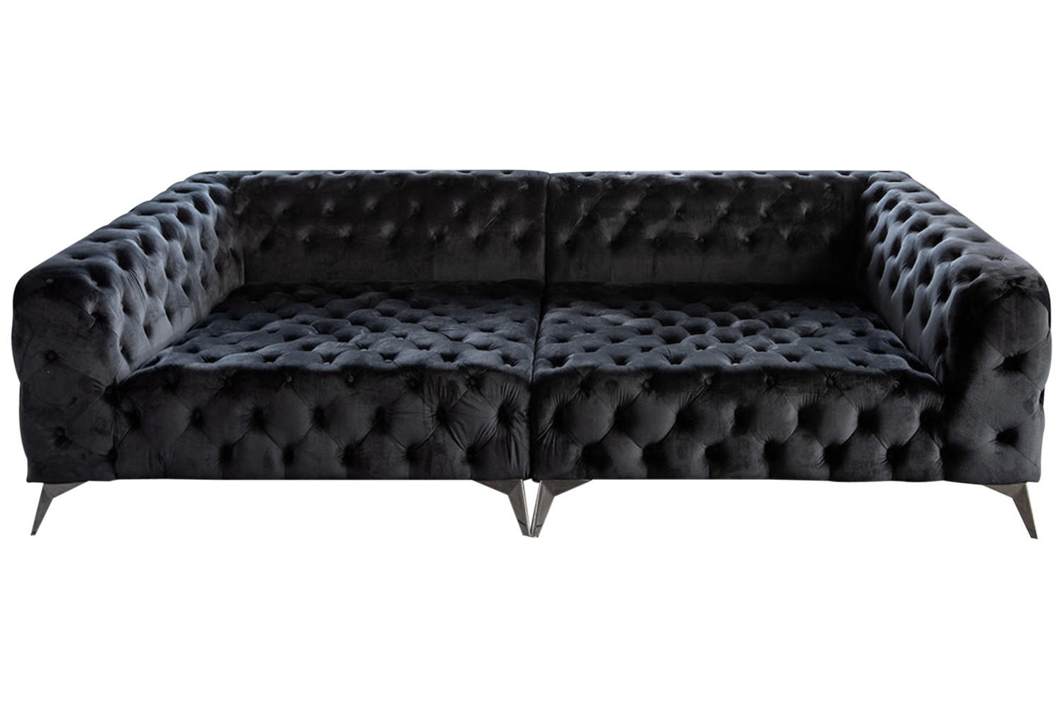 BIG SOFA NARLA Schwarz Velvet - Silberfarben/Schwarz, Textil (280/70/140cm) - KAWOLA