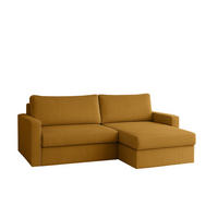 ECKSOFA Mit Schlaffunktion Und Bettzeugablage LUBEKA Stoff Poso Senffarbe Rechts - Gelb, Holz/Textil (224/147cm) - Kaiser Möbel