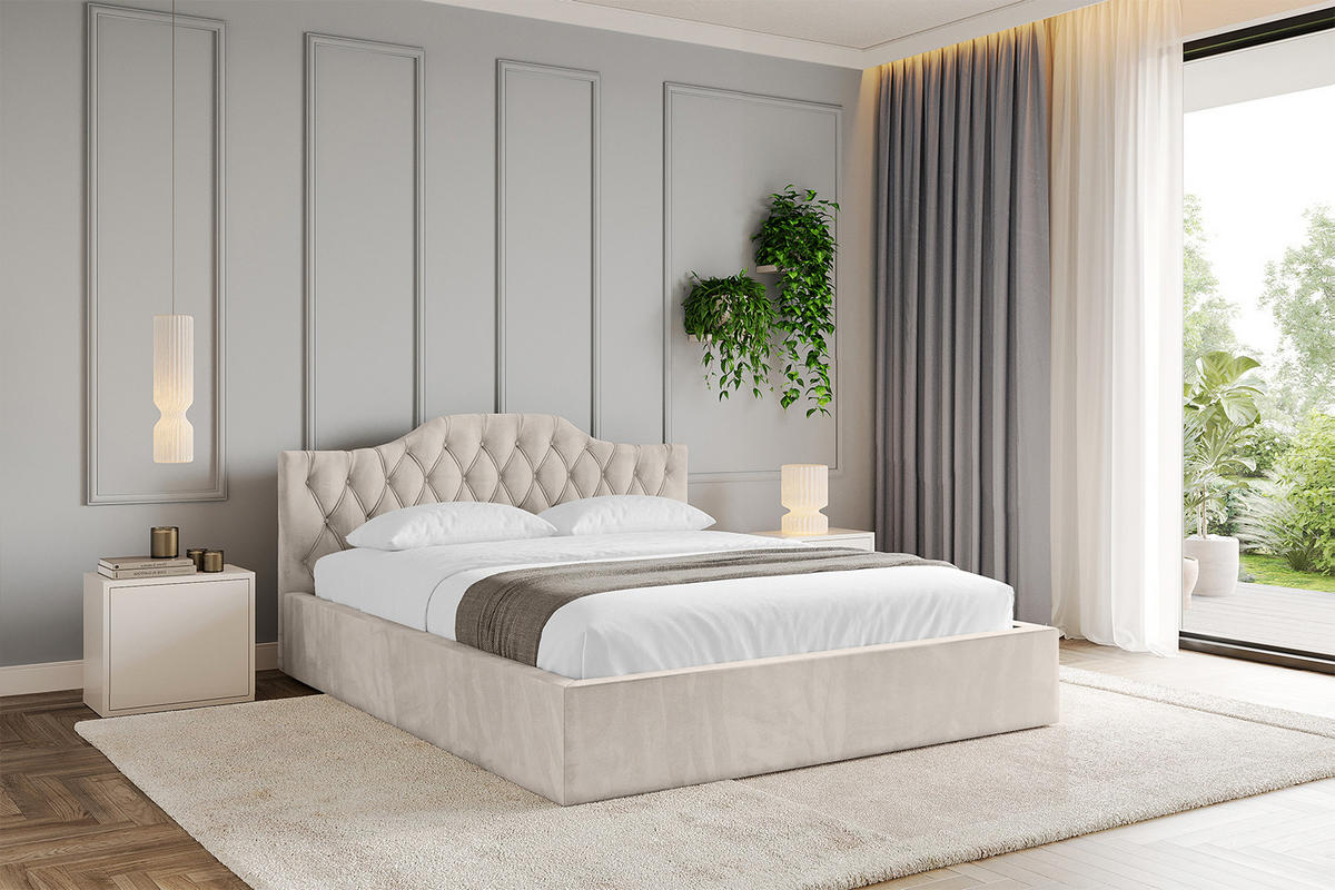 POLSTERBETT mit Bettkasten und Lattenrost, Boxbett ohne Matratze - FALIO-V1 180x200 Beige - Beige, Holzwerkstoff/Textil (180/200cm) - ALTDECOR