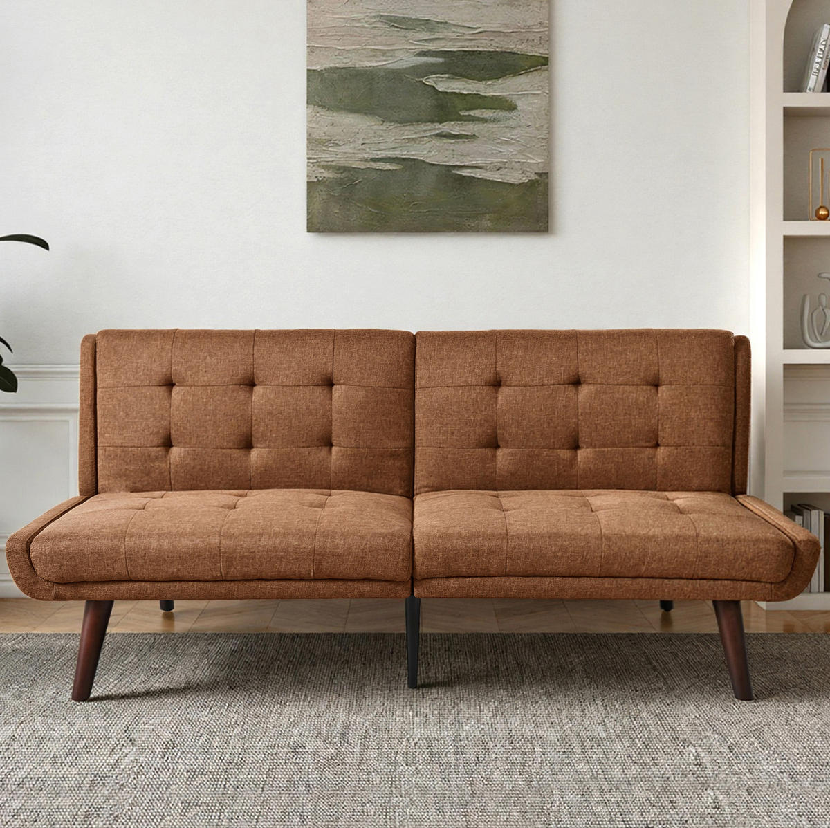 SCHLAFSOFA aus Leinen 157x51x70 cm in Braun mit 5-fach verstellbarer Rückenlehne - Braun, Textil (157/70/51cm) - Modfu