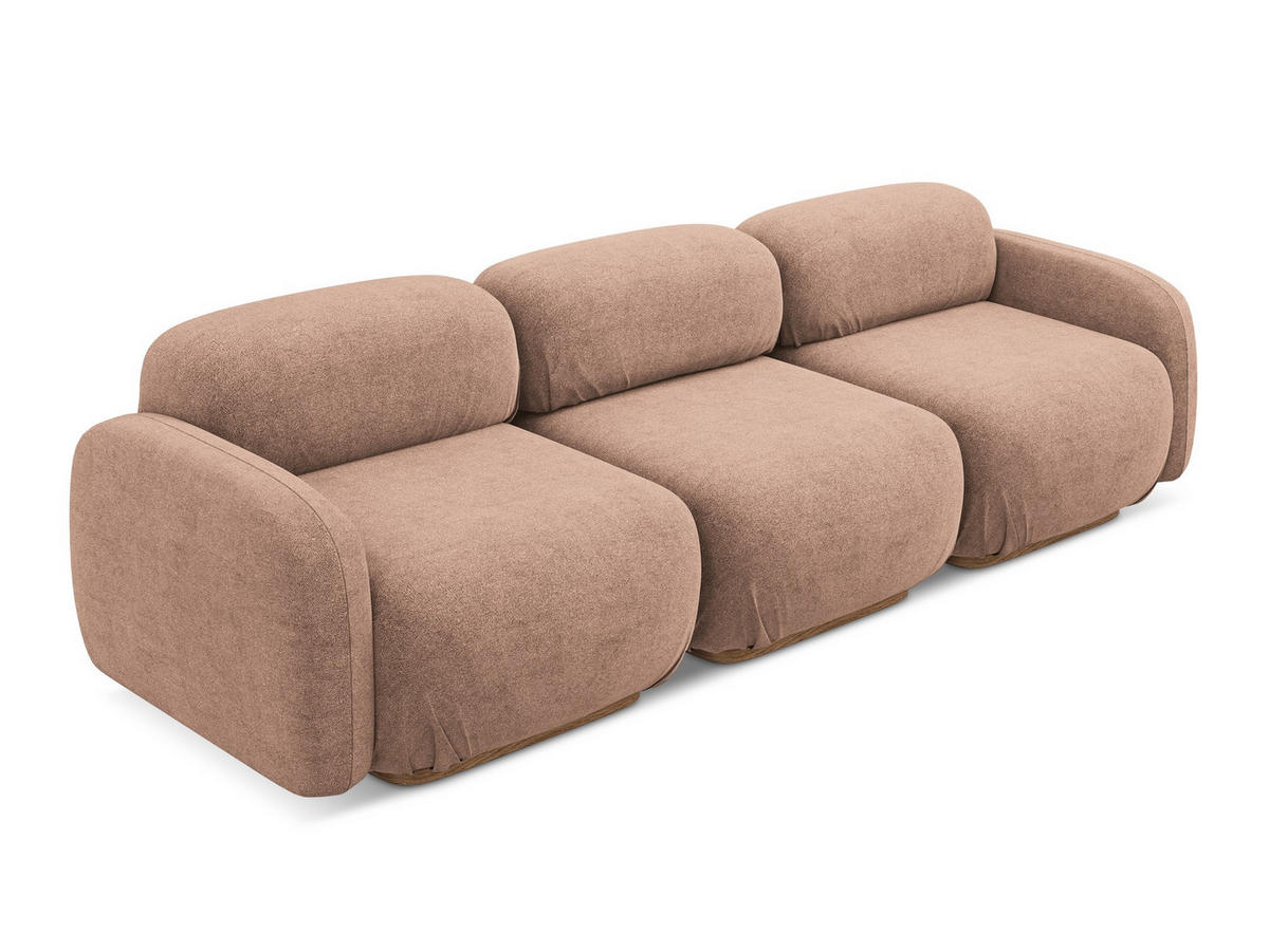 4-SITZER-SOFA Bouclé Stoff Pink - Pink/Hellrosa, Holz/Textil (270/73/95cm) - Makamii