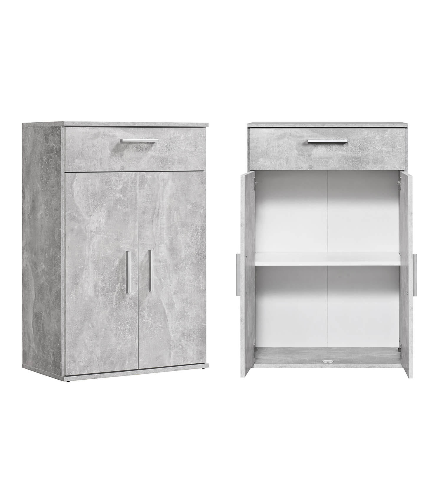 MEHRZWECKSCHRANK Der Praktische - Hellgrau/Weiß, Holzwerkstoff (60/91/34cm) - Mokebo