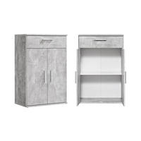 MEHRZWECKSCHRANK Der Praktische - Hellgrau/Weiß, Holzwerkstoff (60/91/34cm) - Mokebo