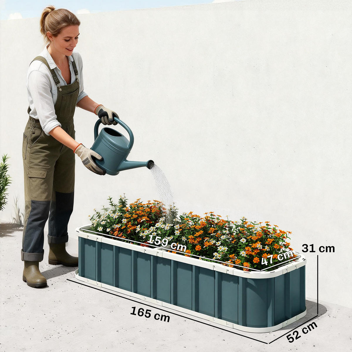HOCHBEET DE-12324 165/52/31 cm mit offenem Boden Dunkelgrau - Dunkelgrau, Metall (165/31/52cm) - ComfortXL