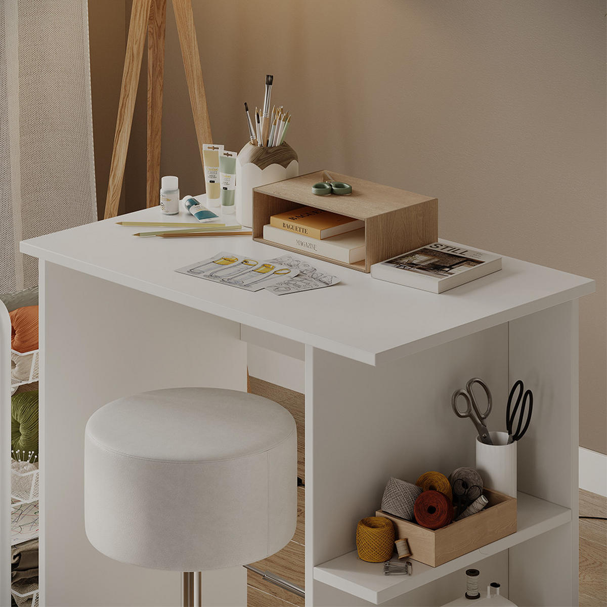 PSACÍ STŮL Simple Bílá - bílá, kompozitní dřevo (50/80/76cm) - Vicco