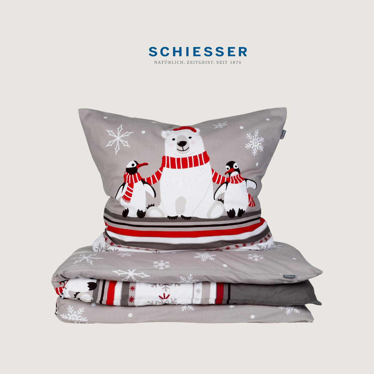 BETTWÄSCHESET Dida - Feinbiber - 2-teilig - 155 x 220 cm - Grau - Grau, Textil (155/220cm) - SCHIESSER