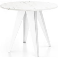 ESSTISCH Griffin runder ausziehbarer, Marmor Weiß 90-130/100/76 cm - Ecru/Weiß, Holzwerkstoff/Metall (90/90/76cm) - WFL GROUP