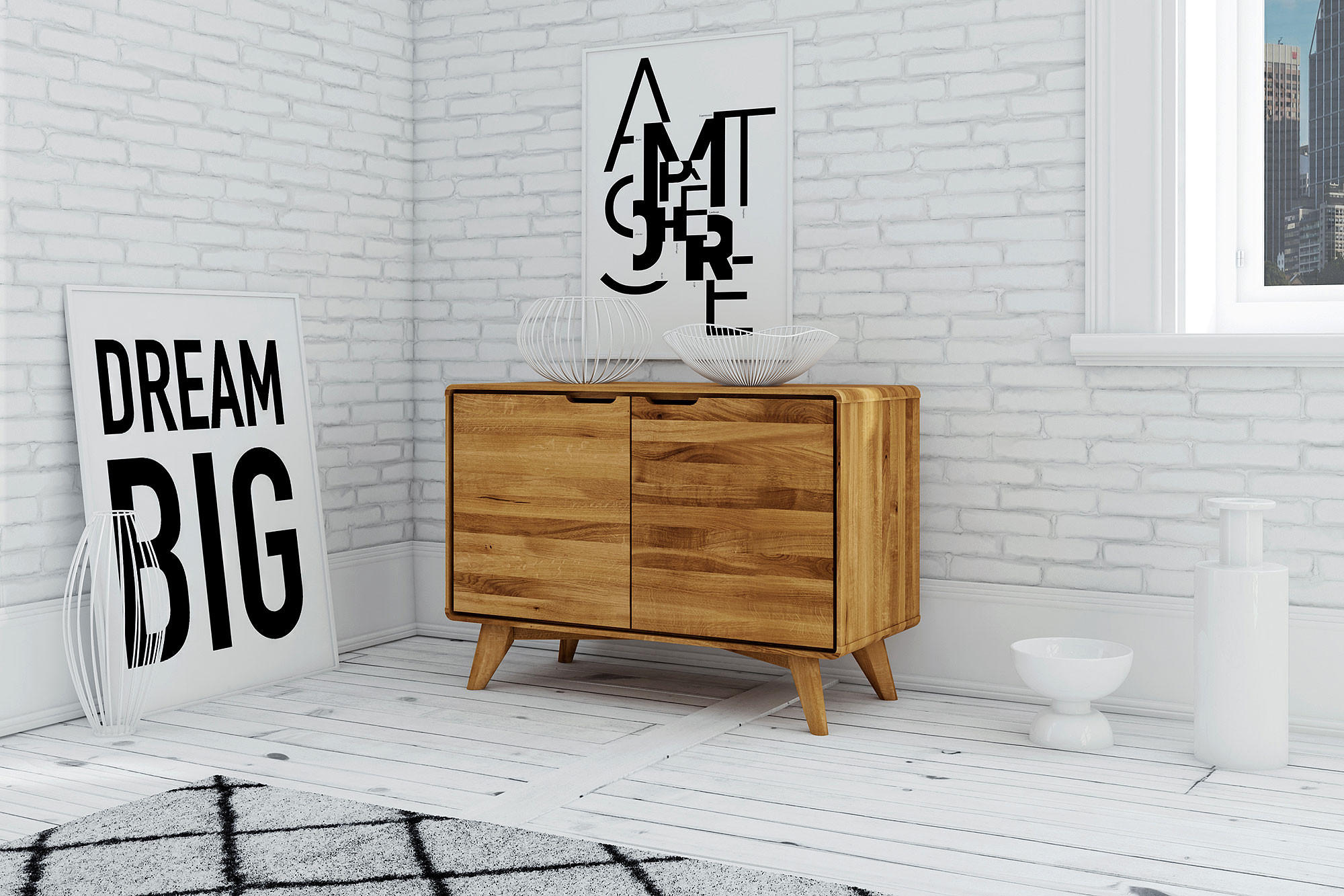Thumbnail - byoak Kommode, Wildeiche, Holz, Echtholz,Wildeiche, 90x63x40 cm, Wohnzimmer, Kommoden & Sideboards, Kommoden