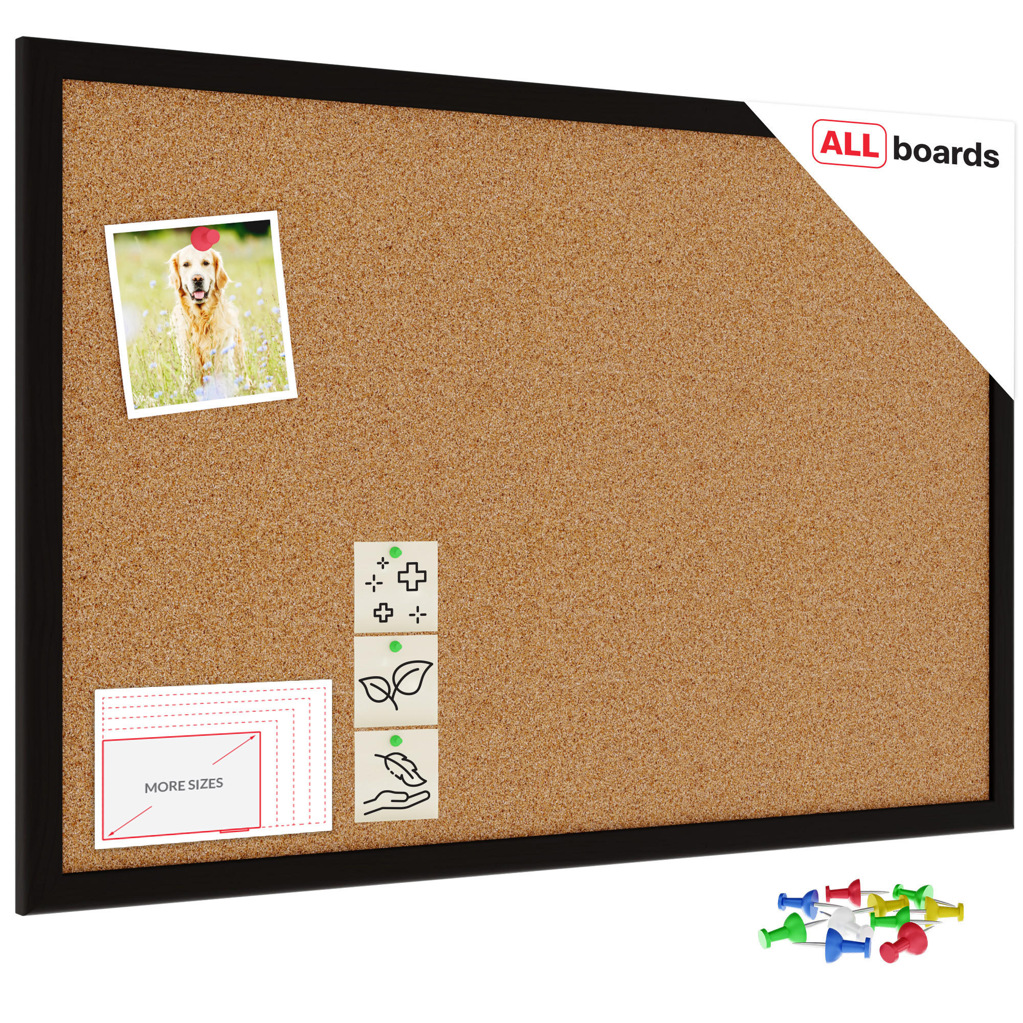 PINNWAND mit schwarzem Naturholzrahmen 60x40cm - Schwarz, Holz (60/40/1.5cm) - ALLboards