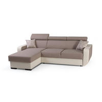 ECKSOFA PALAZZO Braun Geflochtener Stoff mit Schlaffunktion - Braun, Holz (236/165cm) - MASSENO