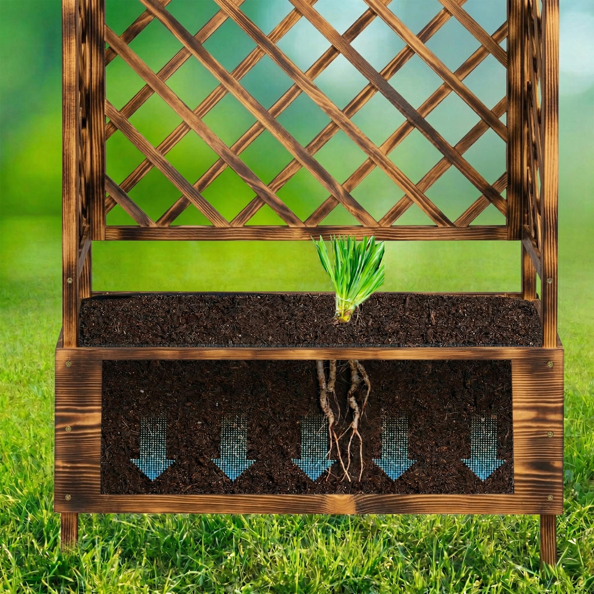 KVĚTINOVÝ box - hnědá, dřevo/textil (110/183/44cm) - Relaxdays