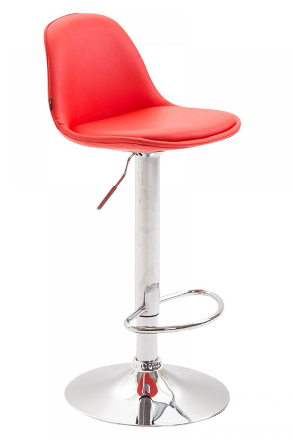 BARHOCKER Lederlook rot - Chromfarben/Rot, Textil/Metall (39/82/43cm) - CLP
