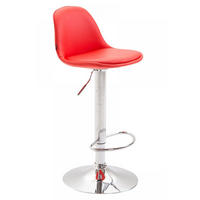 BARHOCKER Lederlook rot - Chromfarben/Rot, Textil/Metall (39/82/43cm) - CLP