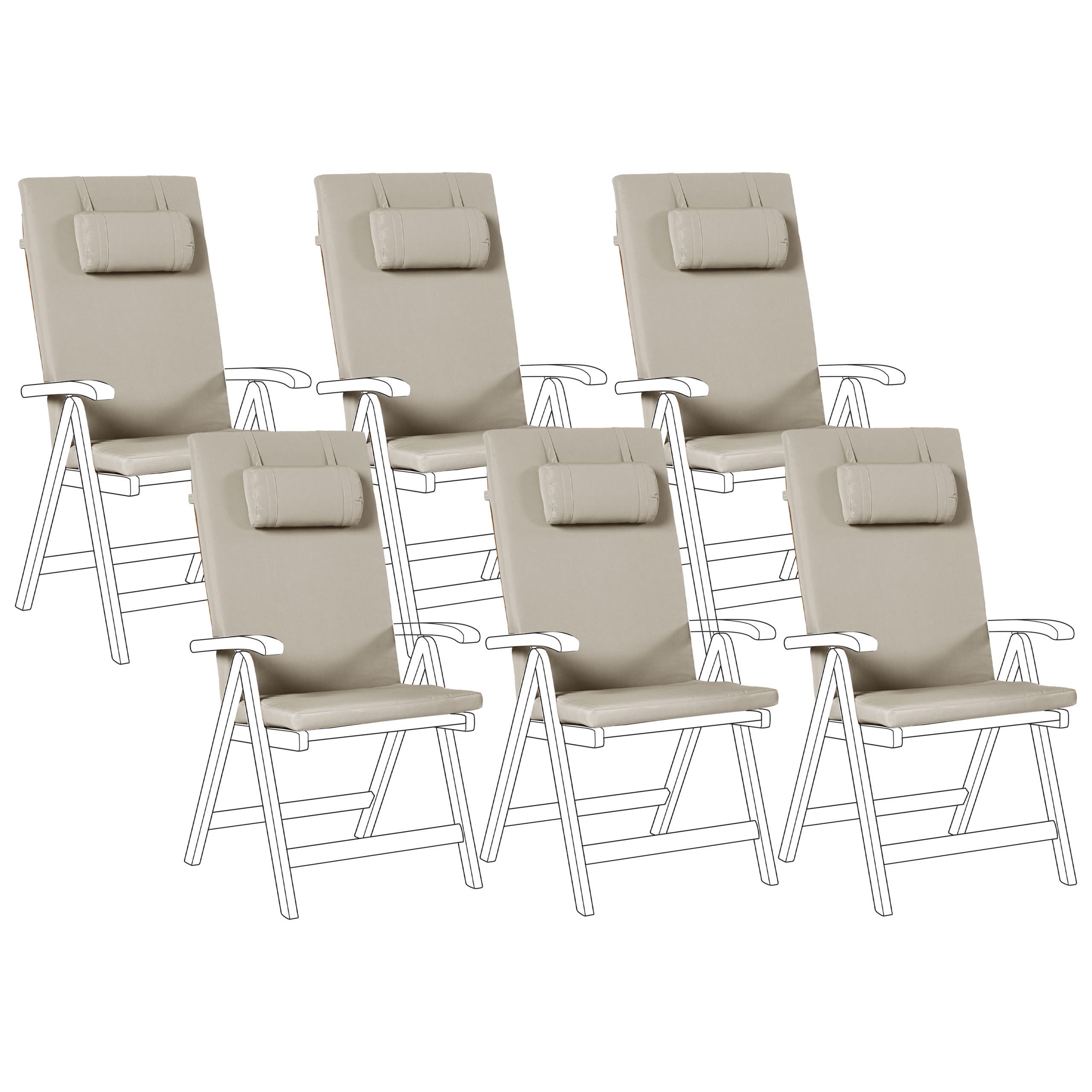 OUTDOOR-SITZKISSEN 6er-Set Taupe 50/45 cm Java/Amantea Premium - Taupe, Textil (71/71/50cm) - Beliani