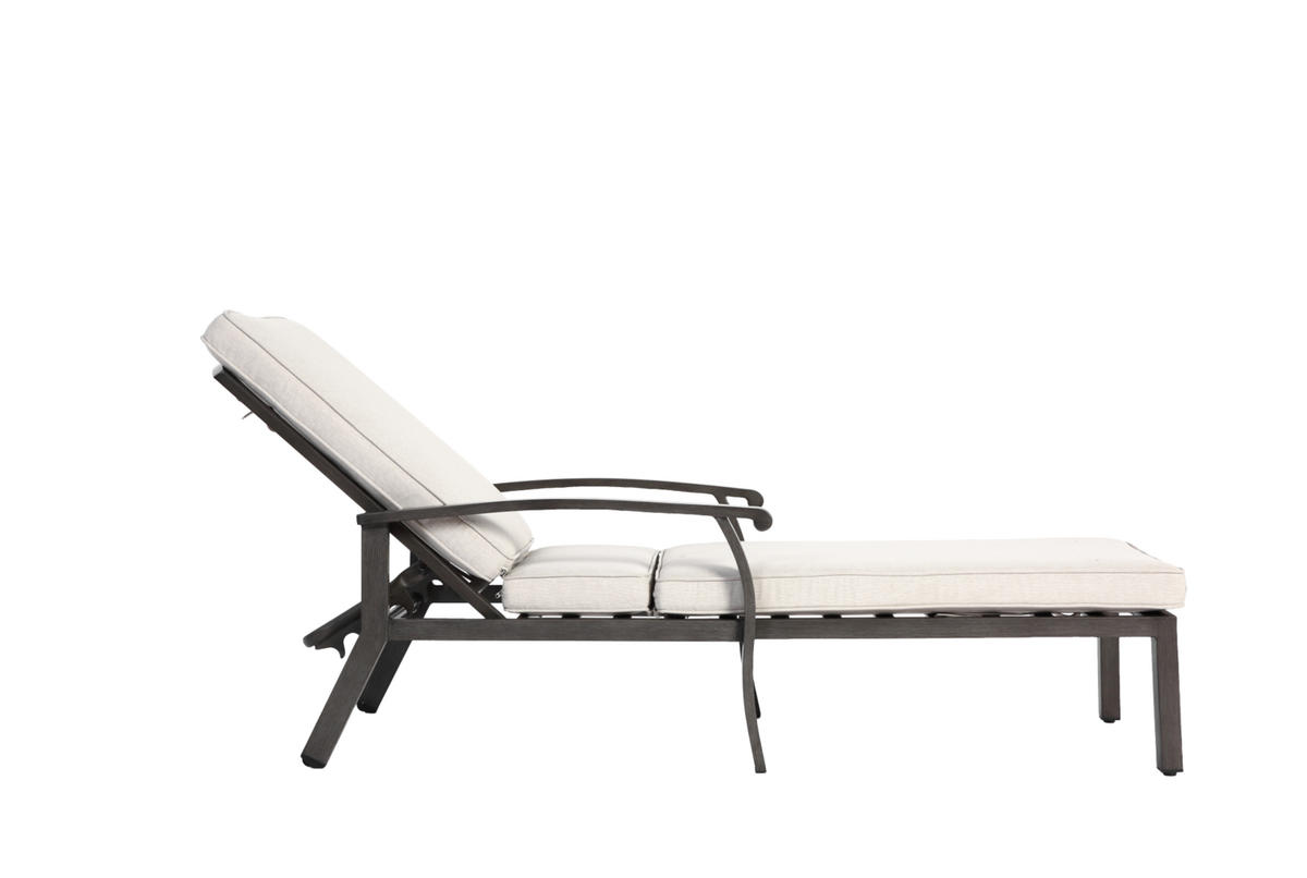GARTENLIEGE aus Aluminium 204x58x100/30 cm Beige mit 5-fach verstellbarer Rückenlehne und Baumwollkissen - Beige, Metall (58/100/204cm) - Modfu